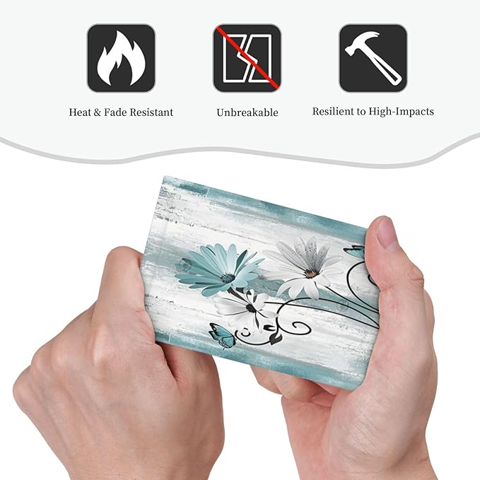 Light Switch Covers Teal Daisy Floral Butterfly Vintage Wood Decorative Switch Plates 1 Gang Blank No Device Outlet Covers Electrical WallPlates for Bathroom Bedroom Decor