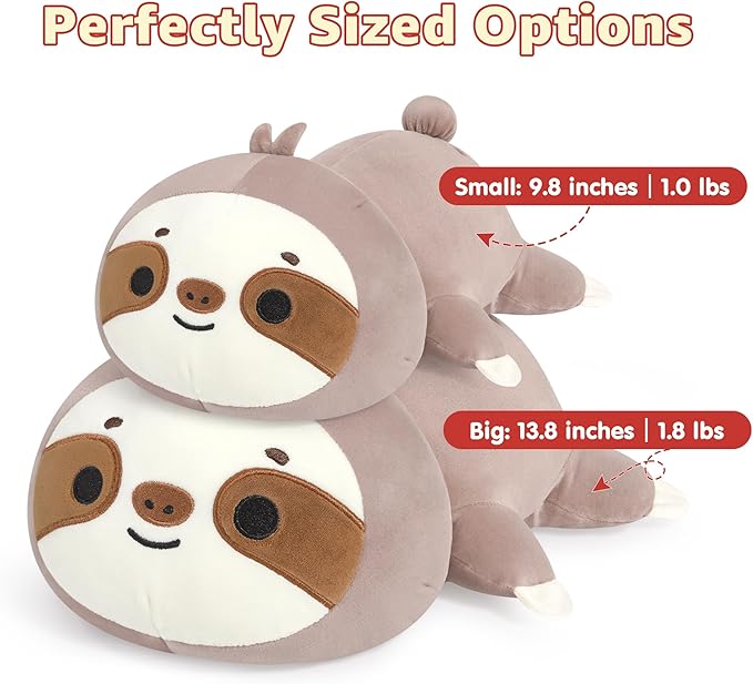 Onsoyours Original Weighted Sloth Plush, Cute Hugging Sloth Weighted Stuffed Animal, Soft Collectible Plushies Pillow Toy Gift for Kids & Adults (9.8", 1.0Lbs)