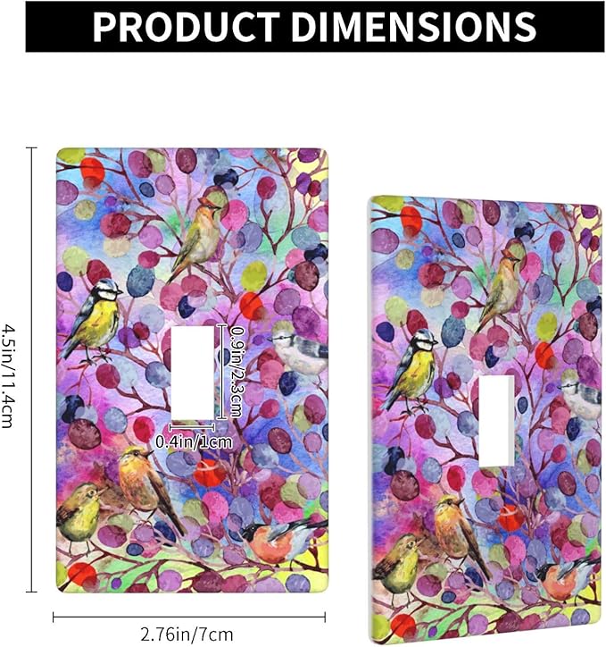 Bird Tree Painting Light Switch Cover Plates Decorative Single Toggle Wall Plate, 1 Gang Lightswitch Cover
