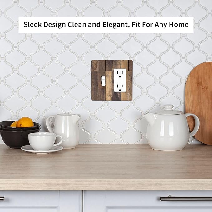 Cool Brown Wood Style Vintage Rustic Print Outlet Covers 1 Toggle 1 Rocker Combination Decorative Wall Plate Electrical Switch Plates Light Switch Cover Plate for Farmhouse Home Decor