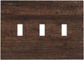 Decorative Switch Plate Cover with Rustic Dark Wood Grain & Vintage Style Design 3 Gang Artistic Wall Plate Unique Triple Toggle Light Switch Covers for Kitchen/Living Room