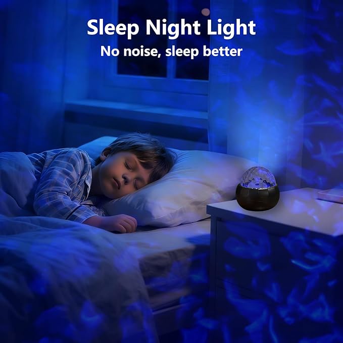 MAXROCK Projector Night Lights for Bedroom Decor, Ocean Waves Light Projector, Romantic Muticolor Night Lighting Lamp, Creative Gifts