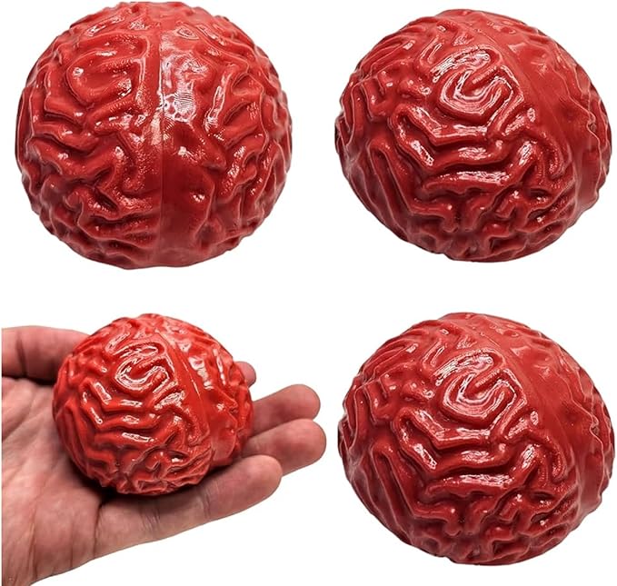 Brain Splat Ball (2.75 inch) (2 Brain Balls) Unique Design Gel Party Favor and Game Prize for Throwing and Stress Relief Squeeze Toy (2)