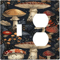 Outlet Covers Vintage Mushroom Floral 1 Toggle 1 Duplex Switch Plate Covers Electrical Light Switch Cover Plate Decorative Wall Plate Socket Cover for Bedroom Kids room Decor