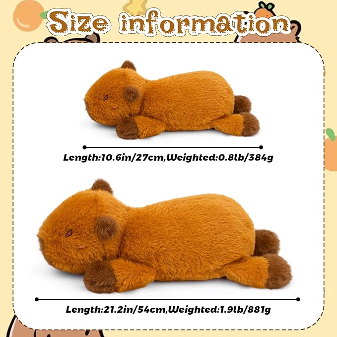 Weighted Capybara Plush - 10” 0.8lbs Soft Capybara Weighted Stuffed Animal, Cute Huggable Weighted Plushie Toy for Girls, Boys & Kids, Kawaii Birthday Gifts