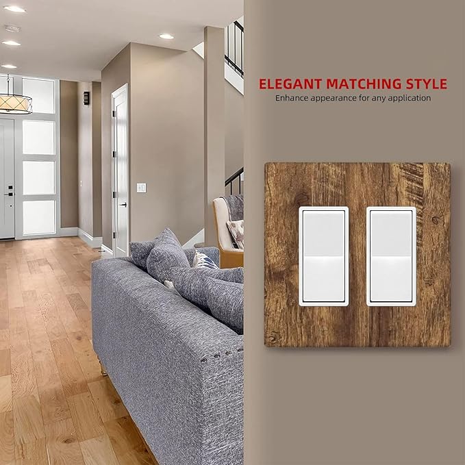 Outlet Covers Rustic Wood Grain Country Vintage Wooden Board 2 Gang Double Rocker Light Switch Cover Plate Decorative Wall Plate GFCI Socket Cover Electrical Switch Plate Covers for Farmhouse Home