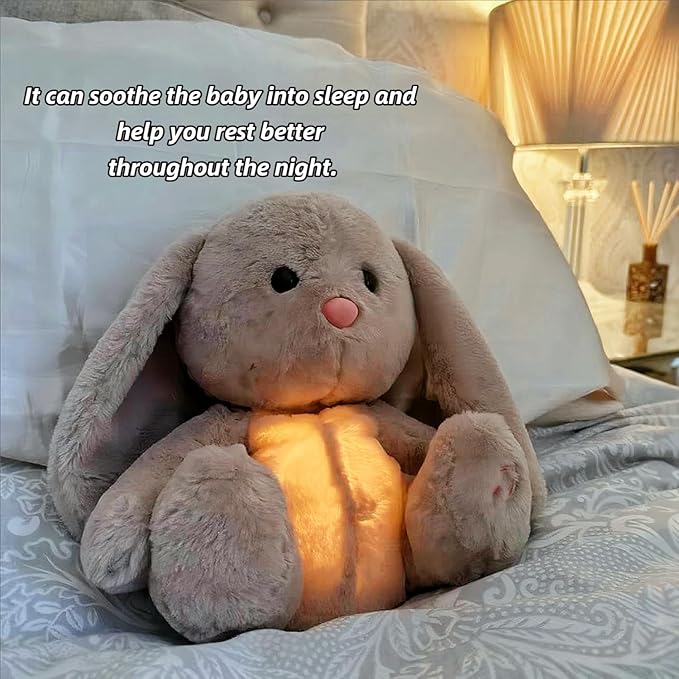 Breathing Stuffed Animal, Baby Easter Basket Stuffers for Teens Toddler Anxiety Stuffed Animal, Breathing Animals Easter Bunny Decor, Bunny Toy Easter Gifts for Kids
