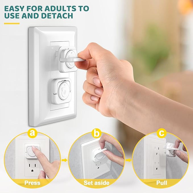 4our Kiddies 45 Pack Outlet Covers Baby Proofing, Baby Proof Plug Covers with Hidden Pull Handle for Child Safety, Electric Socket Covers, Plug Protectors to Prevent Power Shock(White)