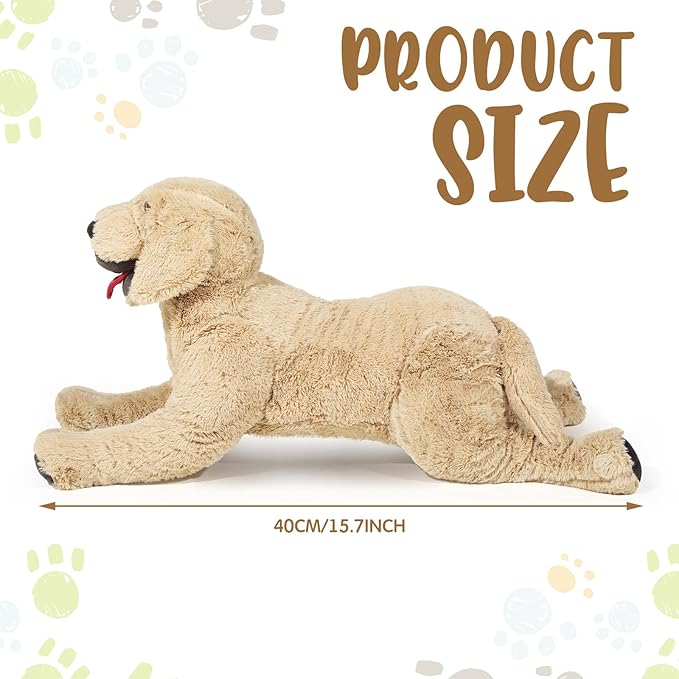 Geosar 15.7" Dog Stuffed Animals Plush, Soft Cuddly Golden Retriever Plush Toys, Large Stuffed Dog Hugging Pillow Gifts for Valentines Kids Girls Boys Birthday