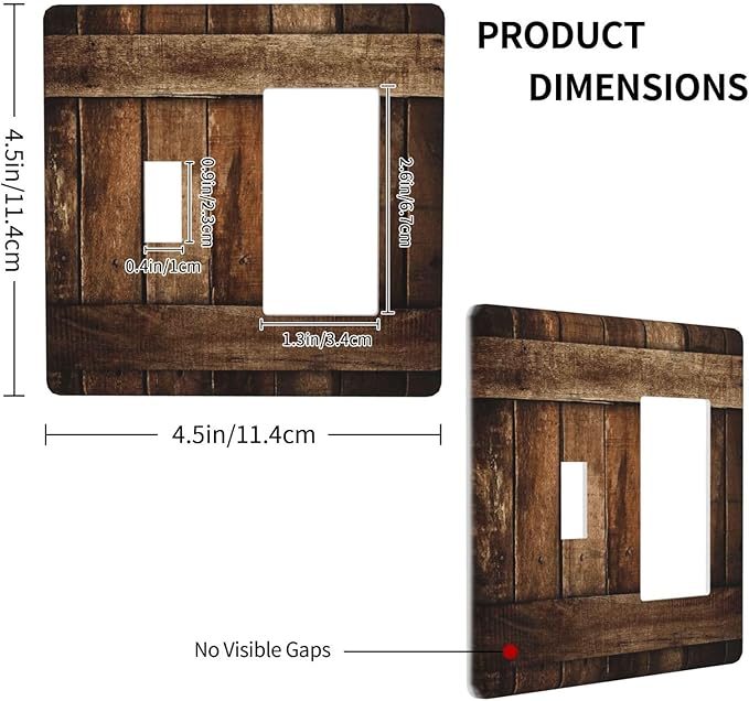 Brown Wooden Barn Door Old Wood Print Outlet Covers 1 Toggle 1 Rocker Combination Decorative Wall Plate Electrical Switch Plates Light Switch Cover Plate for Farmhouse Home Decor