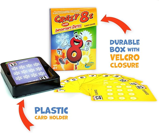 Continuum Games Crazy 8s with Important Dates Card Game - Kids Age 4 and Up