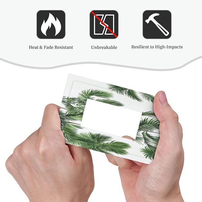 Decorative Outlet Covers Palm Trees Tropical Green Plant Palm Leaf 1 Gang Single Rocker Light Switch Cover Plate Wall Plates Gfci Faceplate For Bed Room Bathroom Decor