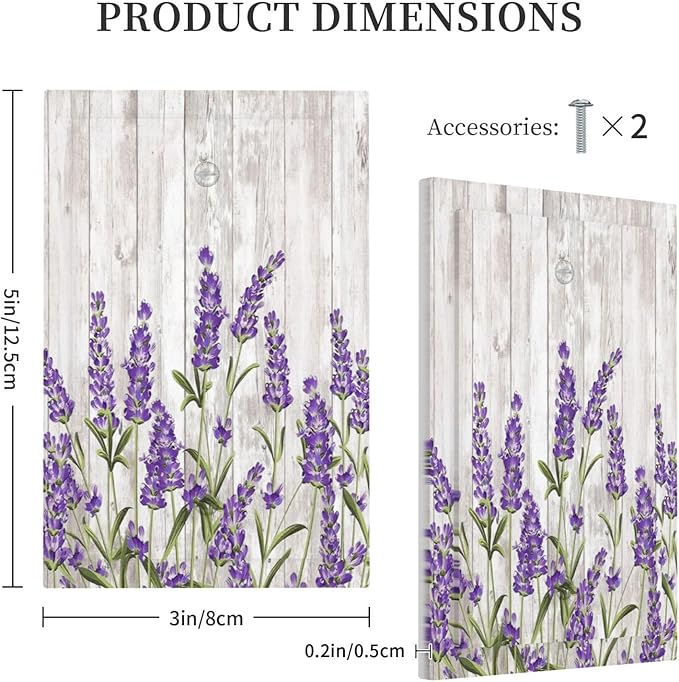 Purple Lavender Rustic Wooden Flowers Floral Plant Light Switch Cover Plate 1 Gang No Device Blank Electrical Wall Plates Faceplate Decorative Switch Plate Covers for Farmhouse Living Room Decor