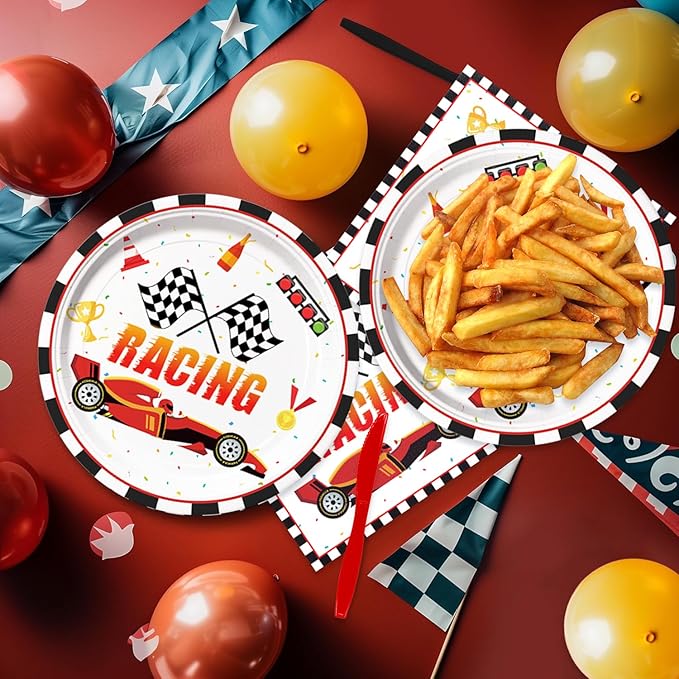 40pcs Race Car Plates and Napkins, Race Car Birthday Party Decorations for Race Car Theme Birthday party supplies