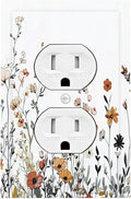 Outlet Covers Vintage Wildflower Colorful Plants Floral 1 Gang Duplex Light Switch Cover Decorative Switch Plates Electrical Receptacle Faceplate Wall Plate For Bed Room Living Room Decor