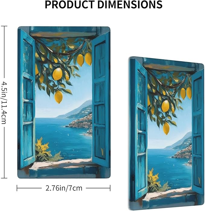 Decorative Art Light Switch Covers Seaside Window with Lemons 1 Gang No Device Blank Switchplate Electrical Faceplate for Home Decor