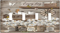 Rustic Daisy Flower Butterfly Inspirational Cottage Light Switch Covers Quad Toggle Electrical Faceplate 4 Gang Wall Plate Decorative Switch Plates Cover for Farmhouse Bedroom Decor