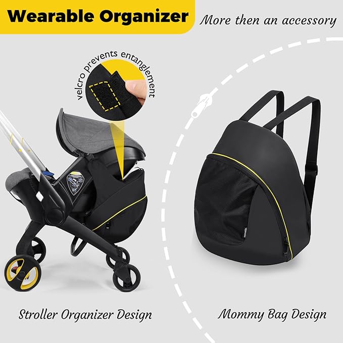 Storage Bag for Doona Infant Car Seat Stroller, Large Capacity Diaper Bag, Wearable Backpack, Stroller Organizer, Easy Access Zipper, Water-Repellent Lightweight Baby Travel Essentials Organizer