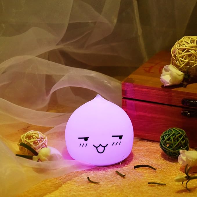 Portable Silicone LED Cartoon Night Light for Kids USB Rechargeable, Warm/White Light, 7-Color Changeable Light, Cute Children Night Lamp for Baby, Bedroom and Nursery (Tear Drop)