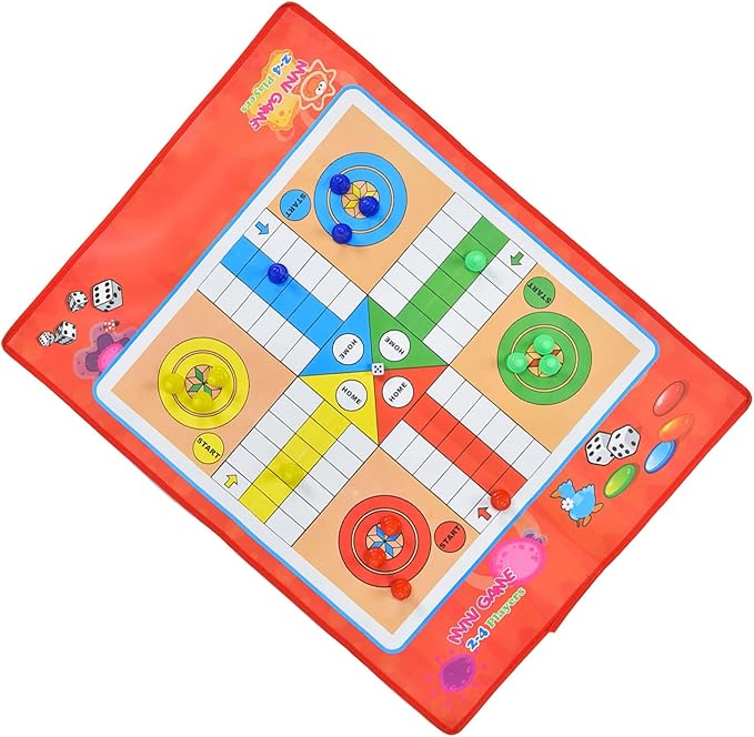 Pongnas NonWoven Snakes and Ladders Kids Ludo Game Board Set for Family Fun and Educational Play