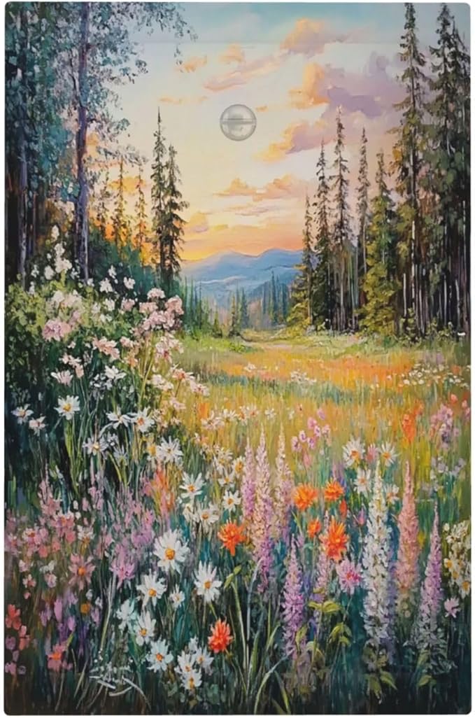 Light Switch Cover Plate Floral Landscape Rustic Nature Wildflower 1 Gang No Device Blank Electrical Wall Plates Faceplate Decorative Switch Plate For Bed Room Living Room Decor