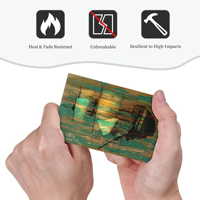 Light Switch Cover Plate Rustic Green Wood Grain Sailboat 1 Gang No Device Blank Electrical Wall Plates Faceplate Decorative Switch Plate for Farmhouse Bedroom Decor
