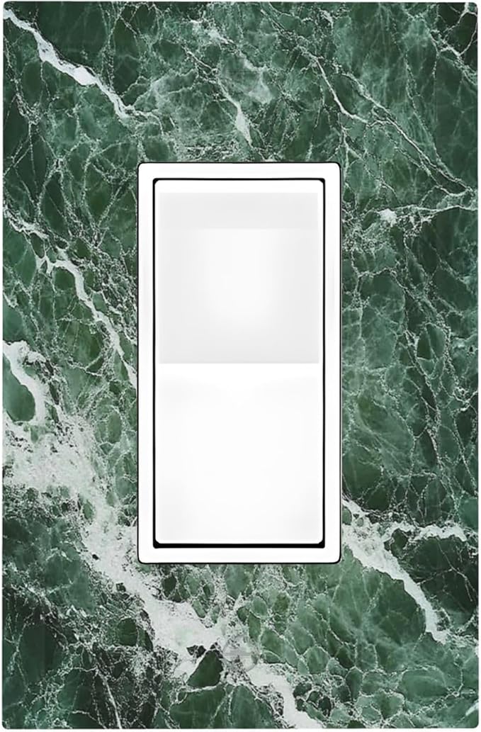 Decorative Outlet Covers Forest Marble Dark Green With White Vein 1 Gang Single Rocker Light Switch Cover Plate Wall Plates Gfci Faceplate For Bathroom Kitchen Decor