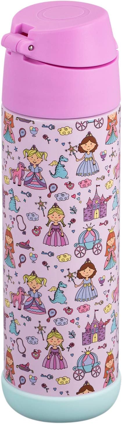 Snug Insulated Kids Water Bottle with Straw & Spout – Double-Wall Stainless Steel, Leakproof, Easy-Flip Lid – For School, Travel, Toddlers & Big Kids - Princess, 17oz