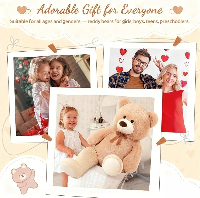 Toys Studio Ultra Soft Teddy Bear 51 inch Giant Stuffed Animal Large Stuffed Bear Plush Toy for Girls Women Gifts Christmas Kids Easter Valentine's Day Mother's Day