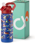 Choco Mocha Kids Water Bottle For School, Kids Insulated Construction Water Bottle Stainless Steel for Girls,18Oz Red & Blue