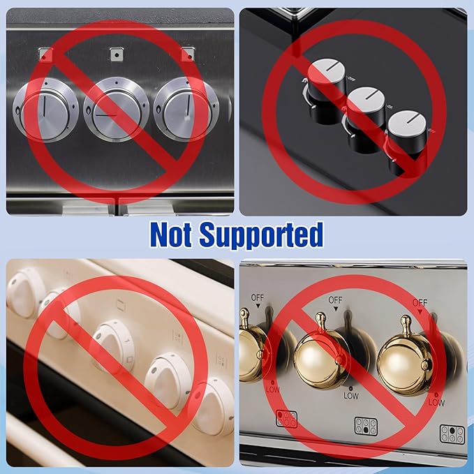 Stove Knob Safety Covers for Child (5 + 1 Pack), Upgraded Universal Size Press Gas Stove Knob Covers with Adhesive, Heat-Resistant Childproof Oven Locks for Kids and Pets (Black)
