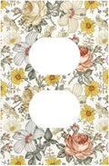 Multicolor Peony Daisy Vintage Floral Flower Outlet Covers 1 Gang Duplex Light Switch Cover Decorative Switch Plates Electrical Receptacle Faceplate Wall Plate for Bedroom Living Room Decor