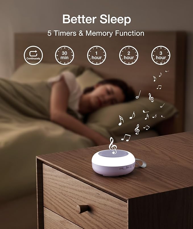 Portable Sound Machine,LEICEX White Noise Machine,33 Soothing Sound 10 Colors Night Light Sleep Machine for Baby Kids,Timer and Memory, Travel Sound Machine for Sleep Office Privacy Travel(Purple)