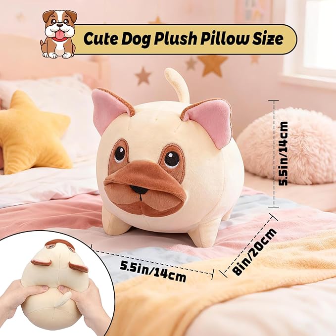 Dog Plush Pillow,8inch Cute Dog Stuffed Animal Toy,Soft Hugging Plush Pillow,French Bulldog Plushies Doll Toy for Kids Girlfriend Boys,Perfect