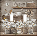 Rustic Daisy Flower Butterfly Inspirational Cottage Decorative Switch Plates 2 Gang Double Toggle Outlet Light Switch Cover Wall Plate Electrical Faceplate for Farmhouse Bedroom Decor