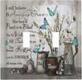Blue Butterfly Rustic Flower Inspirational Quotes Double Toggle Light Switch Covers 2 Gang Wall Plate Dual Decorative Switchplate Electrical Faceplate for Farmhouse Country Bedroom Kitchen Decor