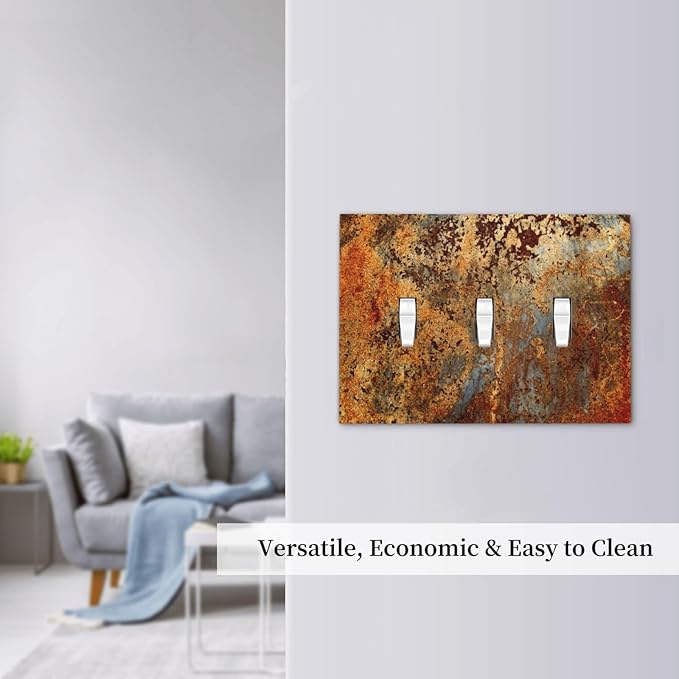 Rust Old Rusty Copper Rustic 3 Gang Light Switch Cover Decorative Triple Toggle Wall Plate Electrical Faceplate Switch Plug Face Plate