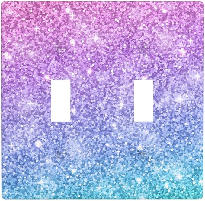 Pink Blue Mermaid Printed Pattern Double Light Switch Cover Plates Decorative 2 Gang Wall Plate Double Toggle Lightswitch Cover