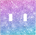 Pink Blue Mermaid Printed Pattern Double Light Switch Cover Plates Decorative 2 Gang Wall Plate Double Toggle Lightswitch Cover