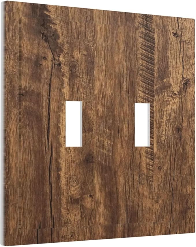 Rustic Old Wood Brown Crack Tree Tumor Print Decorative Switch Plates 2 Gang Double Toggle Outlet Light Switch Cover Wall Plate Electrical Faceplate for Farmhouse Home Decor