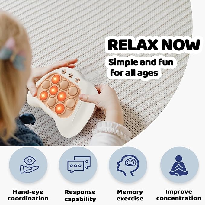 Pop Push Game Fidget Toy for Kids Ages 3-12,Handheld Fast Push Console Fidget Toys,Sensory Fidget Toys Gifts for Travel Road Trip Activities Car Games Toddlers