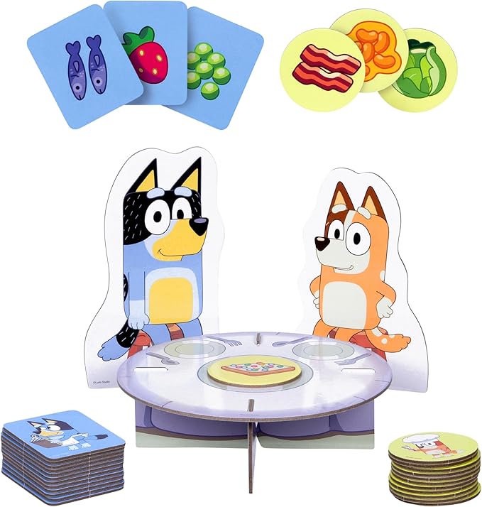 Bluey Fancy Restaurant Game, Join and Bingo as They Match Food Cards to Help Dad Prepare a Special Dinner for Mum, Serve up Fun While Building Memory and Matching Skills, Ages 3+, 2–4 Players