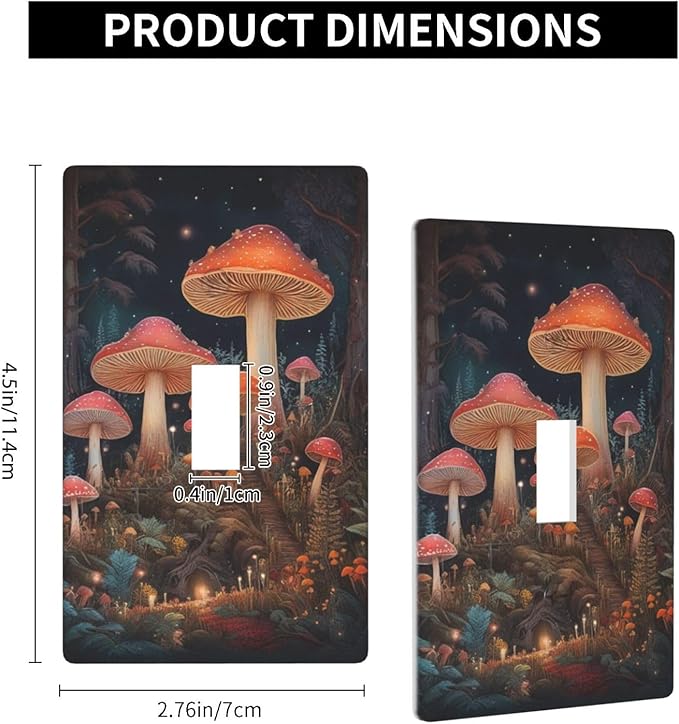 Decorative Art Light Switch Covers Enchanted Mushroom Forest Single Toggle Wall Plate Decorative Switchcover Electrical Switchplate for Home Decor