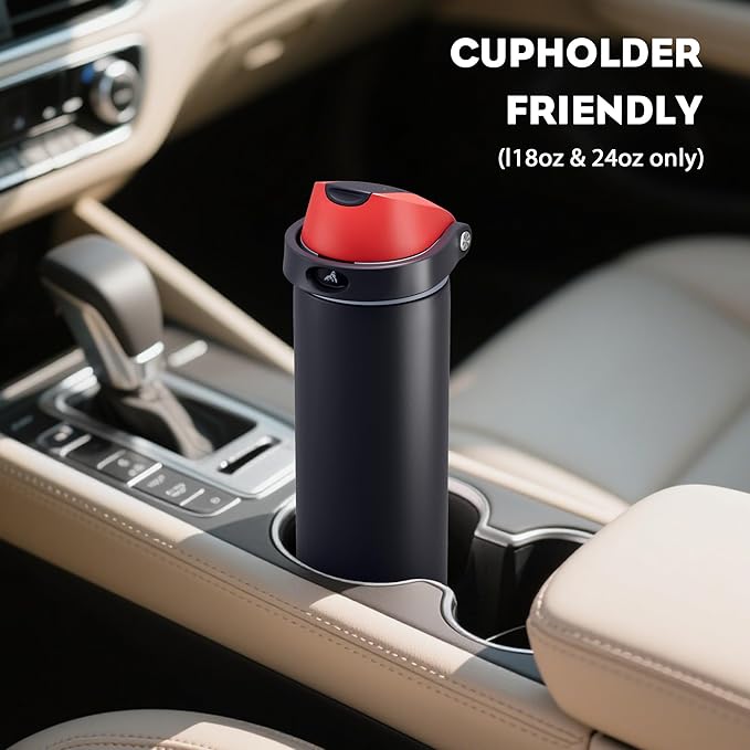 POWCAN 18 oz Stainless Steel Water Bottle: 2-in-1 Push-Button Spout & Quick-Flip Straw, Leakproof, Cold 24Hrs, Fits Car Cup Holder, Insulated Vacuum Flask for Sports, Trip, School Gift (Storm Hammer)