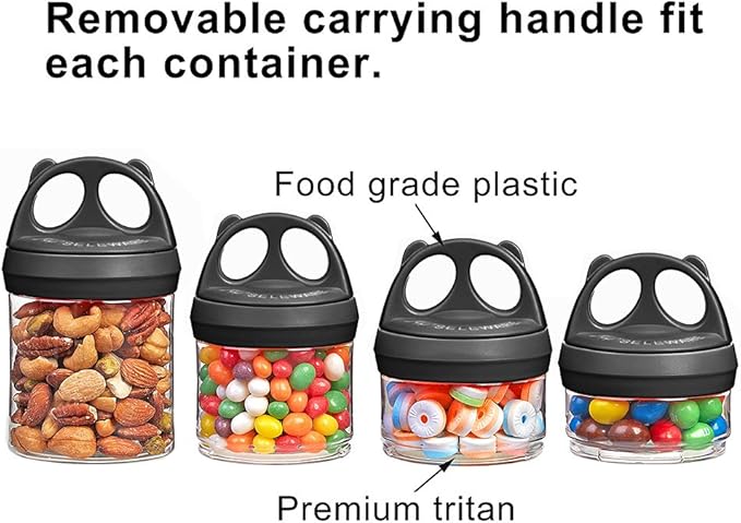 BeneLabel Stackable Food Storage Containers with Twist Lock System - BPA-Free Tritan Containers for Travel, Formula, Protein Powder, Snacks - Leakproof & Dishwasher Safe - 31 oz (Black)
