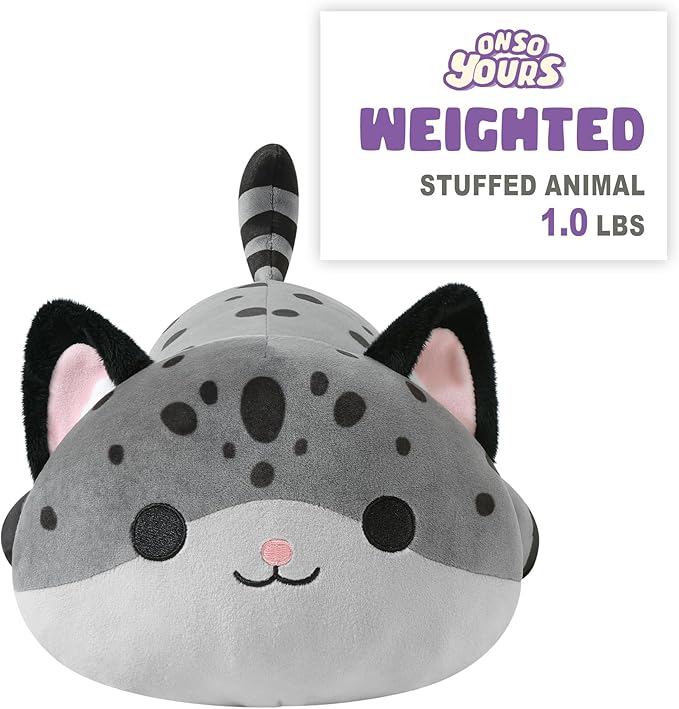 Onsoyours Original Weighted Panther Cat Plush, Cute Hugging Black Leopard Kitty Weighted Stuffed Animal, Soft Collectible Gift for Kids & Adults(9.8", 1.0 Lbs)