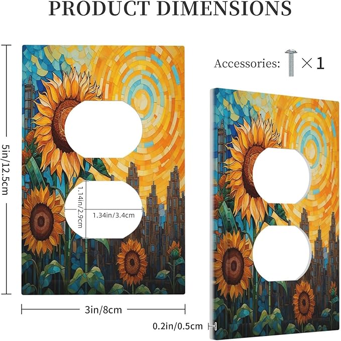 Abstract Sunflower Graffiti Floral Paint Art Flower Outlet Covers 1 Gang Duplex Electrical Receptacle Faceplate Light Switch Cover Wall Plate Decorative Switch Plates for Bedroom Living Room Decor