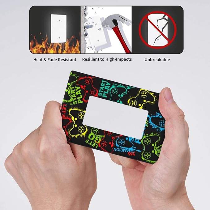 Video Game Single Gang Rocker Light Switch Cover Plates Decorative Outlet Covers, 1 Gang Rocker Wall Plate