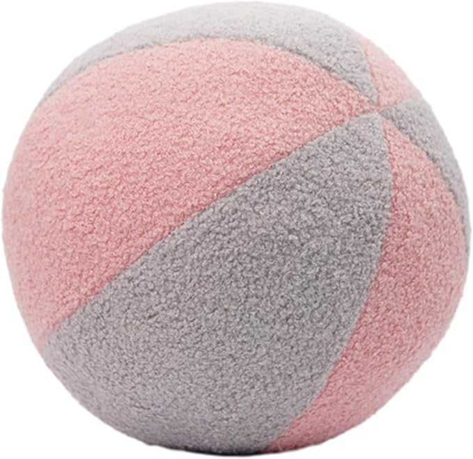 12 Inch Round Hugging Pillow Plush Toy Soft Plushies Throw Pillows Kids' First Ball Plush Toys for Home Decor Or Gift for Kids and Lovers (Pink&Gray)