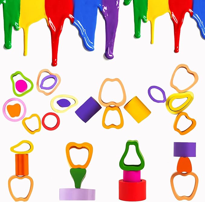 Symdiro Montessori Toys for 1 2 3 Year Old Boys Girls - Wooden Sorting & Stacking Toys for Kids - Toddler Toys Age 1-3 - Shape Sorter and Color Stacker Preschool Kids Gifts